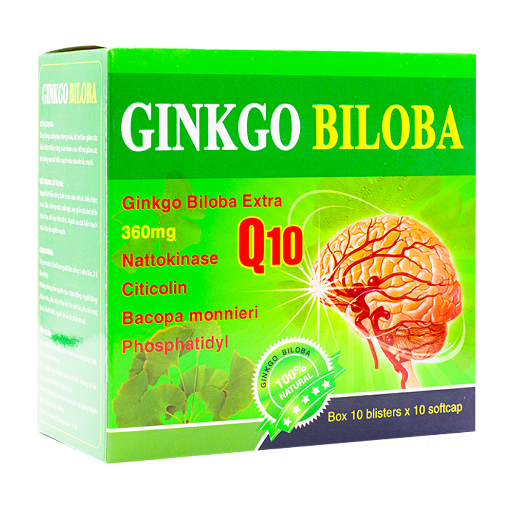 Ginkgo Biloba 360mg Q10 Mediusa (h/100v) (xanh)